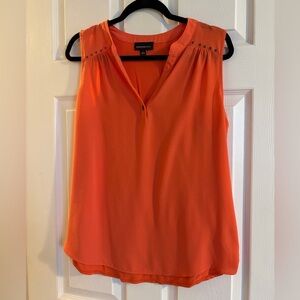 Fortune & Ivy Vibrant Orange Blouse with Stud Accents